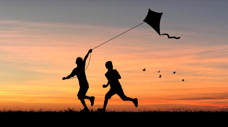 Abba, Father! image of flying a kite together with God.